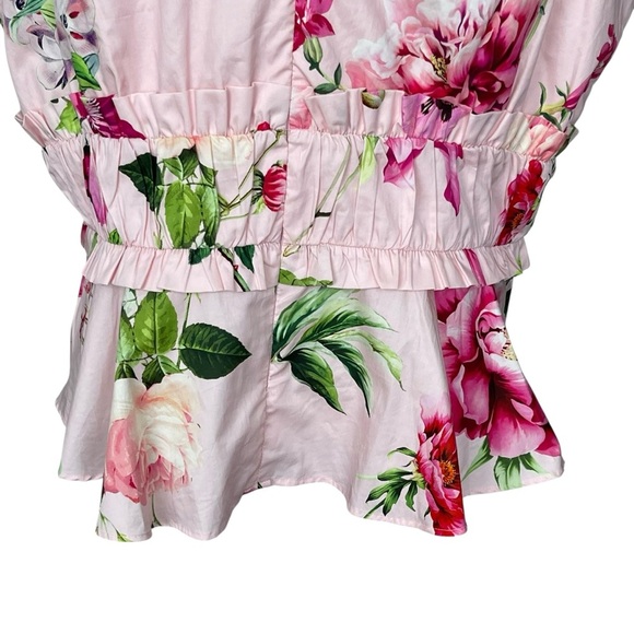 Express Floral V-neck Ruffle Peplum Top Women’s Size XL Pleated Sleeveless - Picture 8 of 11